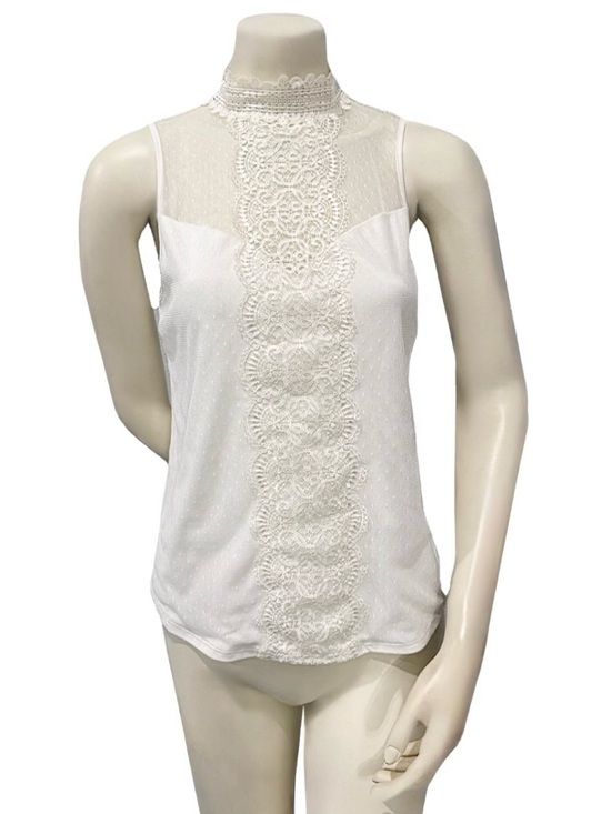 Express Tops - Express Lace Mock Neck Sleeveless Blouse White Size Small